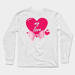 My Love Cute Heart Love Shirt For Mom & Grandma Long Sleeve T-Shirt